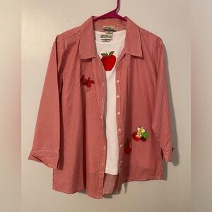 Las Olas two piece shirt set apples teacher XL